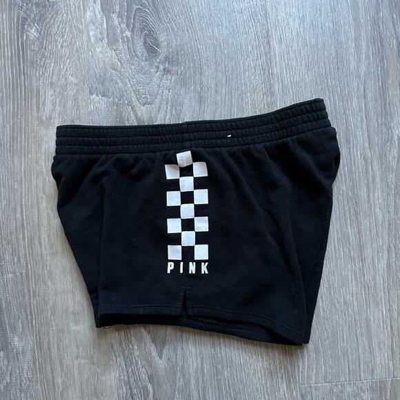 PINK Victoria's Secret Black Checkered Athletic Shorts - Picture 2 of 4